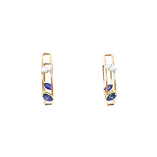 Load image into Gallery viewer, Diamond Hoops Earring, Tanzanite Hoops Earring, Marquise Diamond Hoops Earring
