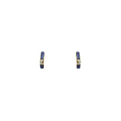 Blue Enamel Small Hoops