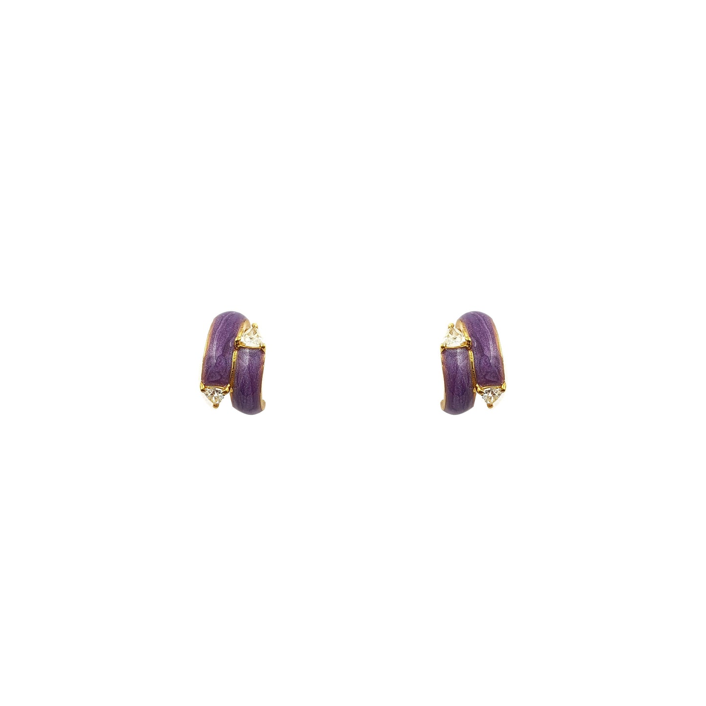 Purple Enamel Diamond Earrings