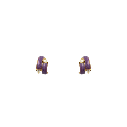 Purple Enamel Diamond Earrings