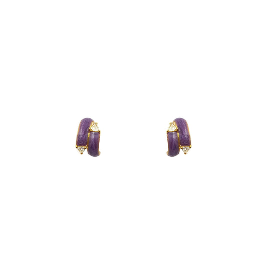 Purple Enamel Diamond Earrings