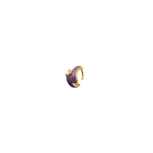 Load image into Gallery viewer, Bloom Earring with Trillion Diamond and Purple Enamel
