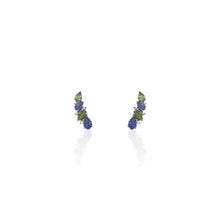 Load image into Gallery viewer, Blue &amp; Green Sapphire Vine Ear Sliders
