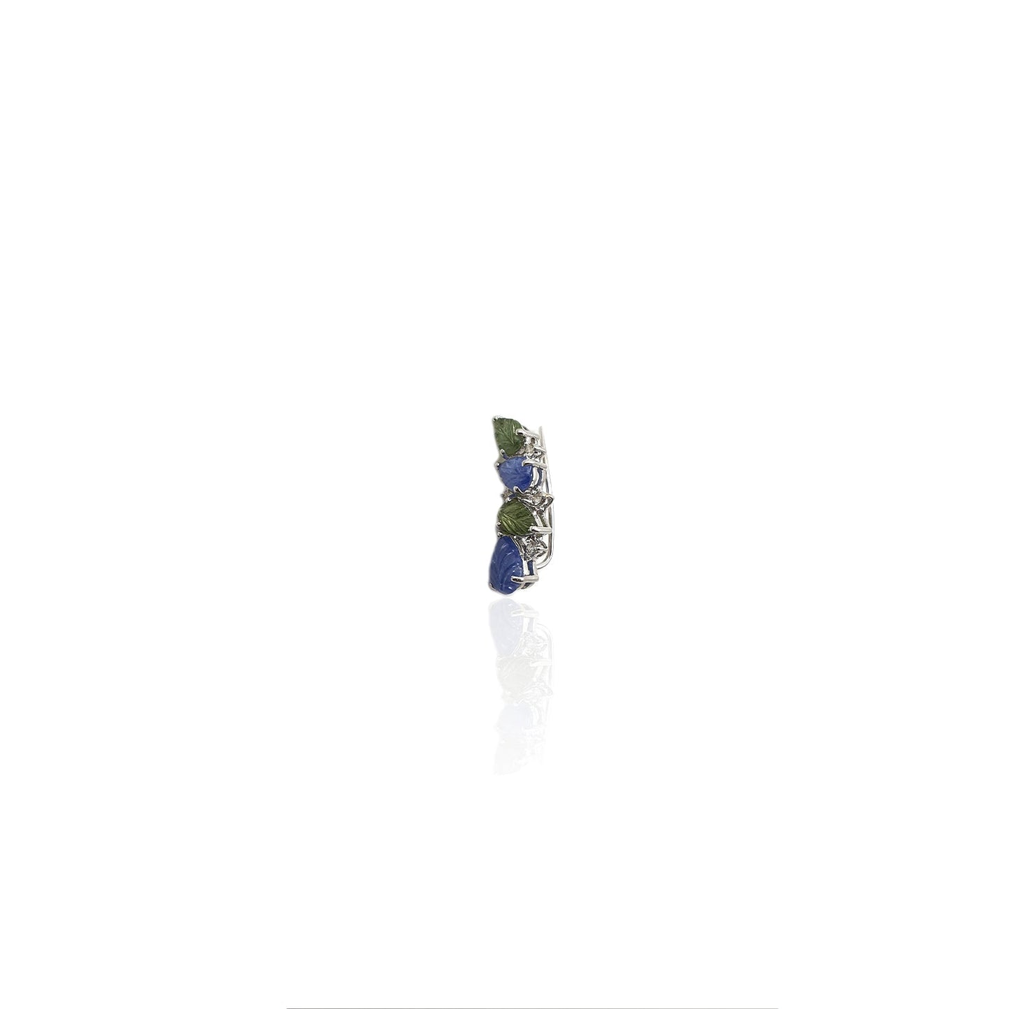 Blue & Green Sapphire Vine Ear Sliders