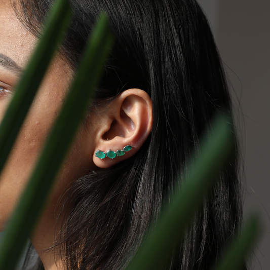 Bloom Reform Ear Sliders with Zambian emeralds