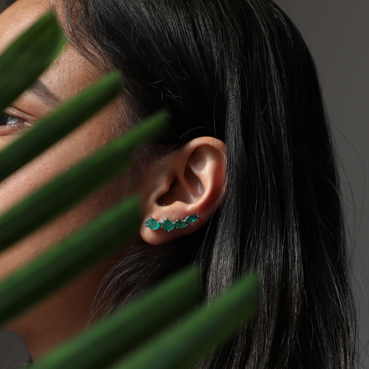 Bloom Reform Ear Sliders with Zambian emeralds