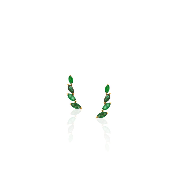 Bloom Ear Sliders with Marquise Shape Zambian emeralds