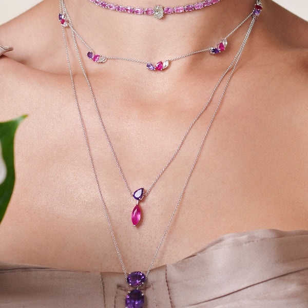 Bloom Pendant in Pink and Purple Sapphires