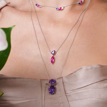Load image into Gallery viewer, Bloom Pendant in Purple Sapphires
