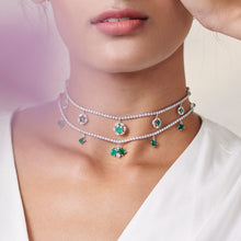 Load image into Gallery viewer, Bloom Diamond Choker cum Bracelet with Emerald Buds
