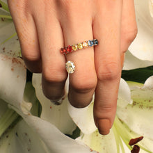 Load image into Gallery viewer, Bloom Multi Sapphire Ring with Oval Solitaire
