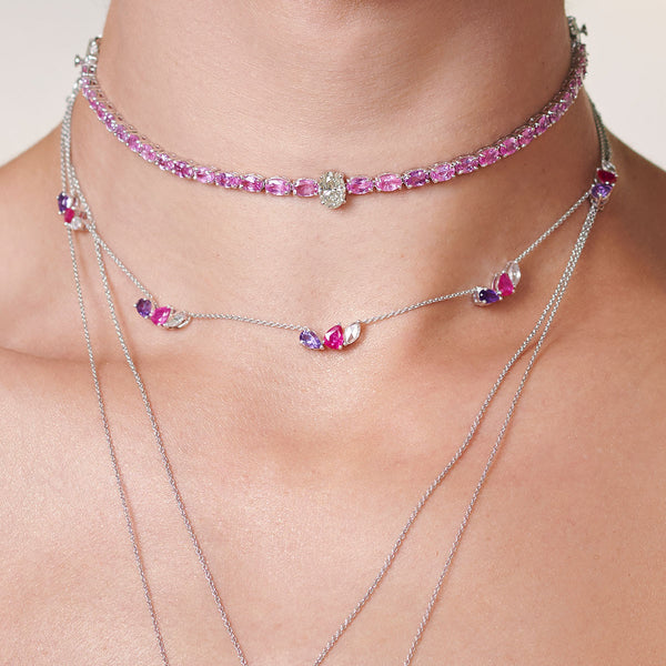 Bloom Necklace in Pink and Purple Sapphires