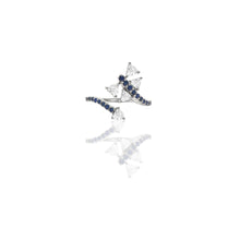 Load image into Gallery viewer, Bloom Dragonfly Ring with Blue Sapphires in Black Rhodium
