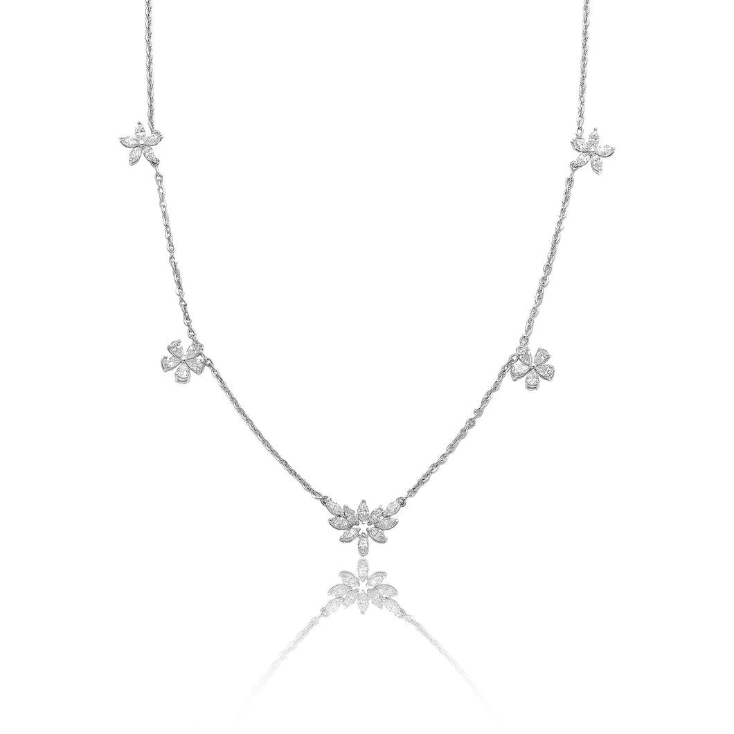 Bloom Necklace with Blossoms in Marquise and Pear cut Diamonds