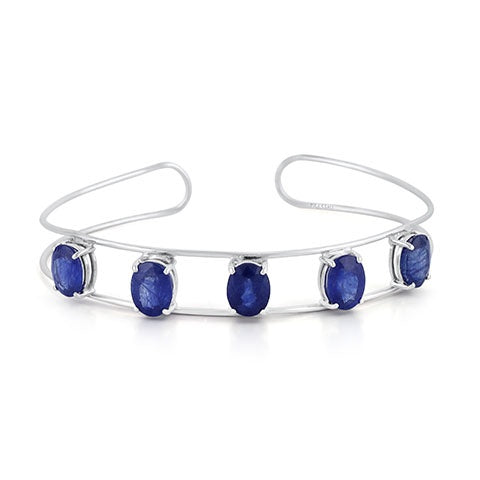 Escape Double Cord Oval Blue Sapphire Bracelet