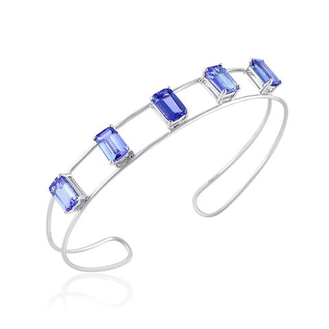 Escape Double Cord Emerald Cut Blue Sapphire Bracelet
