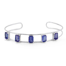 Load image into Gallery viewer, Escape Double Cord Emerald Cut Blue Sapphire Bracelet
