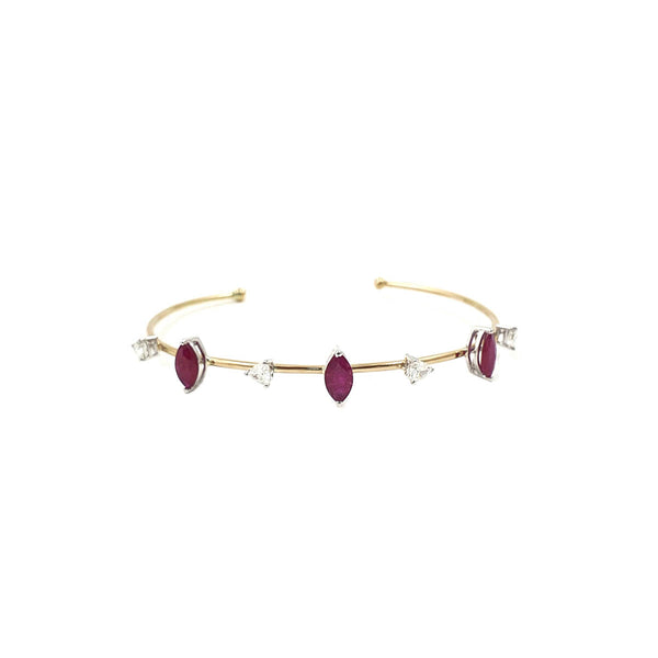Bloom Centre Open Bracelet with Marquise cut Rubies