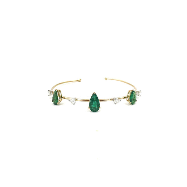 Bloom Centre Open Bracelet with Pear cut Emeralds