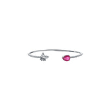 Load image into Gallery viewer, Bloom Contemporary Centre Open Diamond Bracelet with Ruby Solitaire
