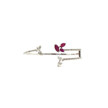Load image into Gallery viewer, Bloom Contemporary Centre Open Diamond Bracelet with Diamond and Ruby Leaves
