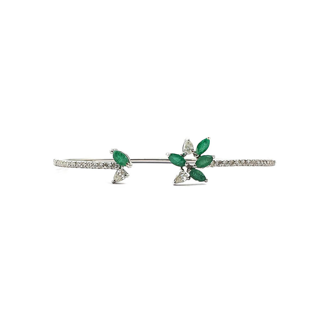 Bloom Centre Open Diamond Bracelet with Emeralds