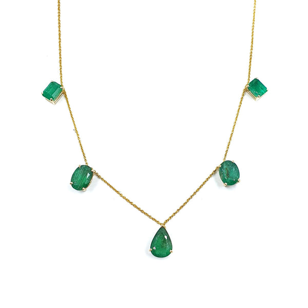 Bloom Necklace in mixed shaped emeralds