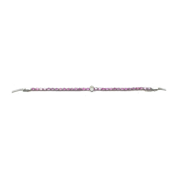 Bloom Pink Sapphire Choker cum Bracelet with Oval Solitaire