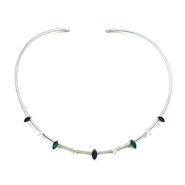 Bloom Petal Collar Neckband in Marquise cut Sapphires