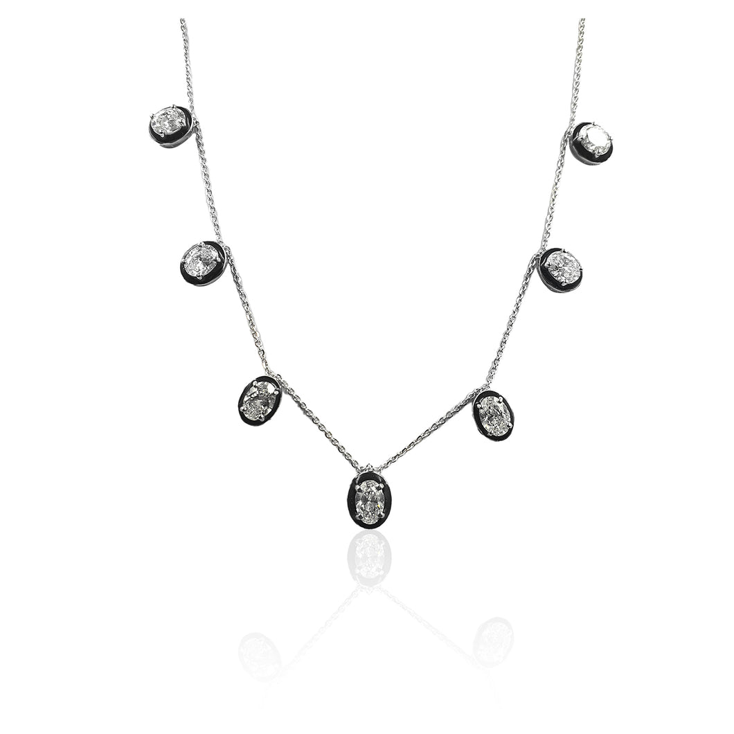 Yin & Yang 7 Oval Diamond Drop Necklace