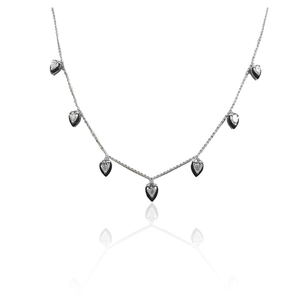 Yin & Yang 7 Pear Diamond Drop Necklace