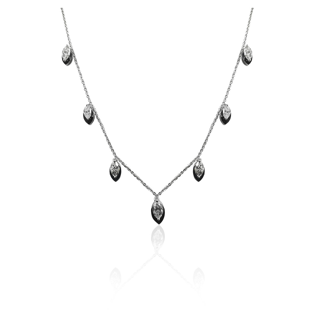 Yin & Yang 7 Marquise Diamond Drop Necklace