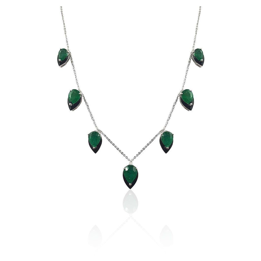 Yin & Yang 7 Pear Emerald Drop Necklace