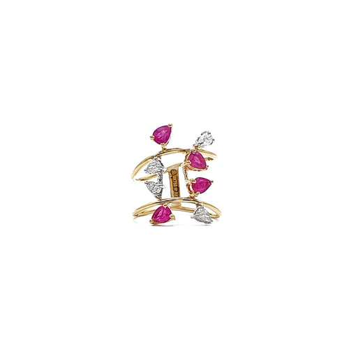 Rise Fancy Pear Two Row Ring