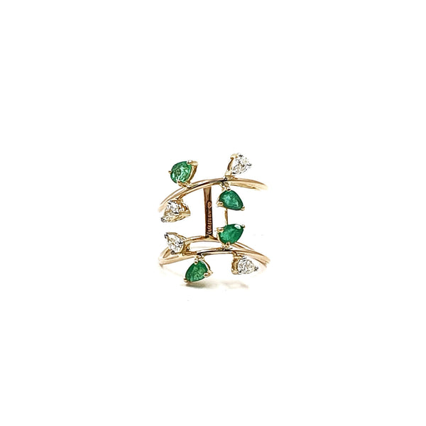 Rise Fancy Pear Two Row Ring