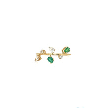 Load image into Gallery viewer, Rise Diamond And Emerald Leafy Ring

