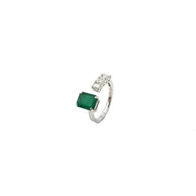 Load image into Gallery viewer, Bloom Ring with Emerald cut Emerald and Round Diamonds

