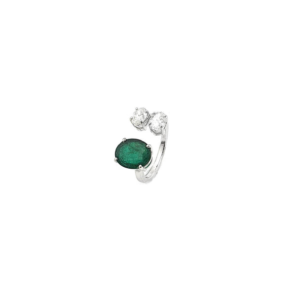 Bloom Ring with Emerald and Diamond Solitaire