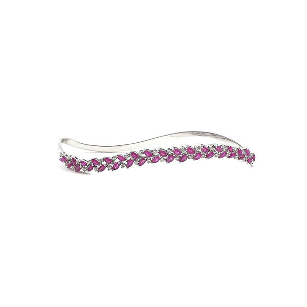 Bloom Palm cuff in Marquise cut Rubies and Diamonds