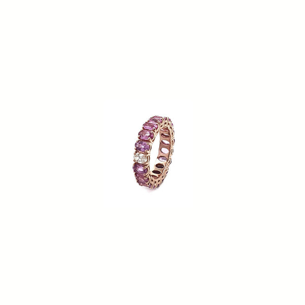 Bloom Eternity Band in Pink Sapphires and Oval Solitaire