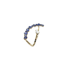 Load image into Gallery viewer, Bloom Grapevine Two Finger Ring in Blue Sapphires and Oval Solitaire
