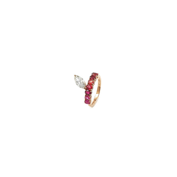 Bloom Ruby Ring with Marquise Solitaire