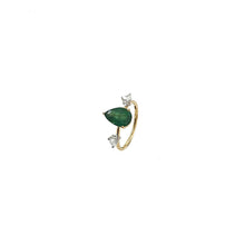 Load image into Gallery viewer, Bloom Ring with Pear cut Emerald
