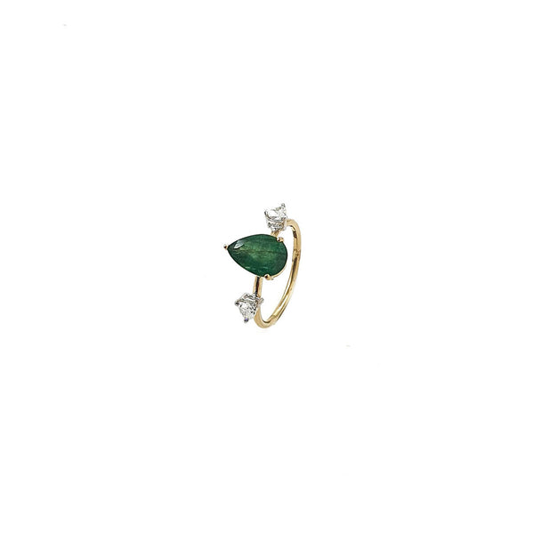 Bloom Ring with Pear cut Emerald