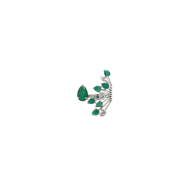 Bloom Emerald Ring in White Gold