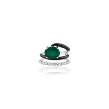 Load image into Gallery viewer, Yin &amp; Yang Double Line Emerald Ring
