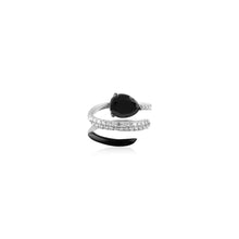 Load image into Gallery viewer, Yin &amp; Yang Spiral Ring with Pear Shape Black Diamond

