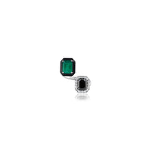 Load image into Gallery viewer, Yin &amp; Yang Ring with Emerald and Black Diamond
