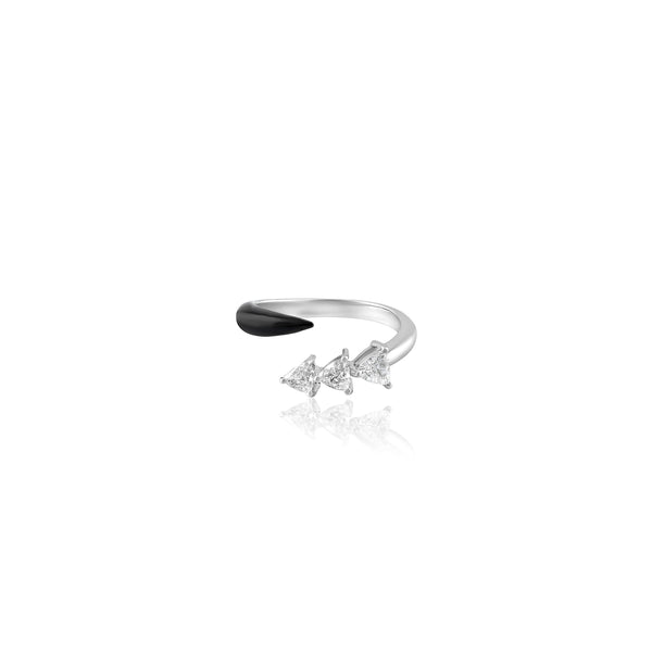 Yin & Yang Ring with Three Trillion Shape Diamond