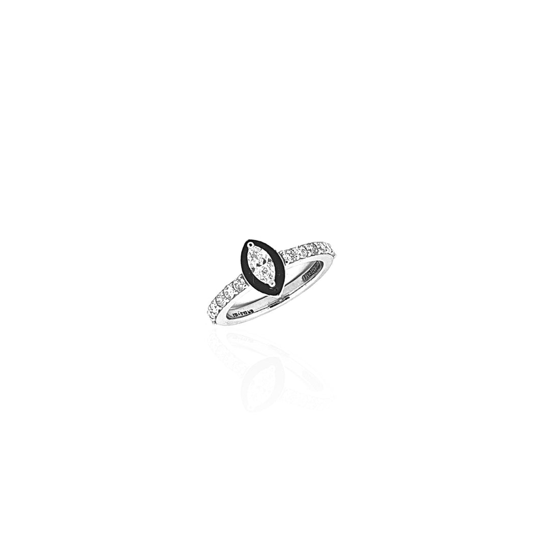 Yin & Yang Diamond Ring with Marquise Cut Solitaires